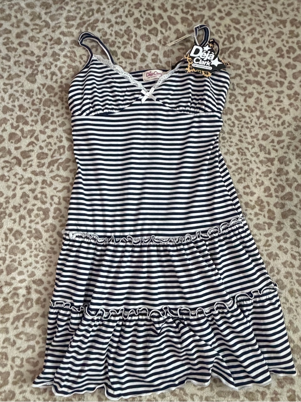 Aéropostale Déjà Clark Striped V-Neck Drop-Waist Mini Dress